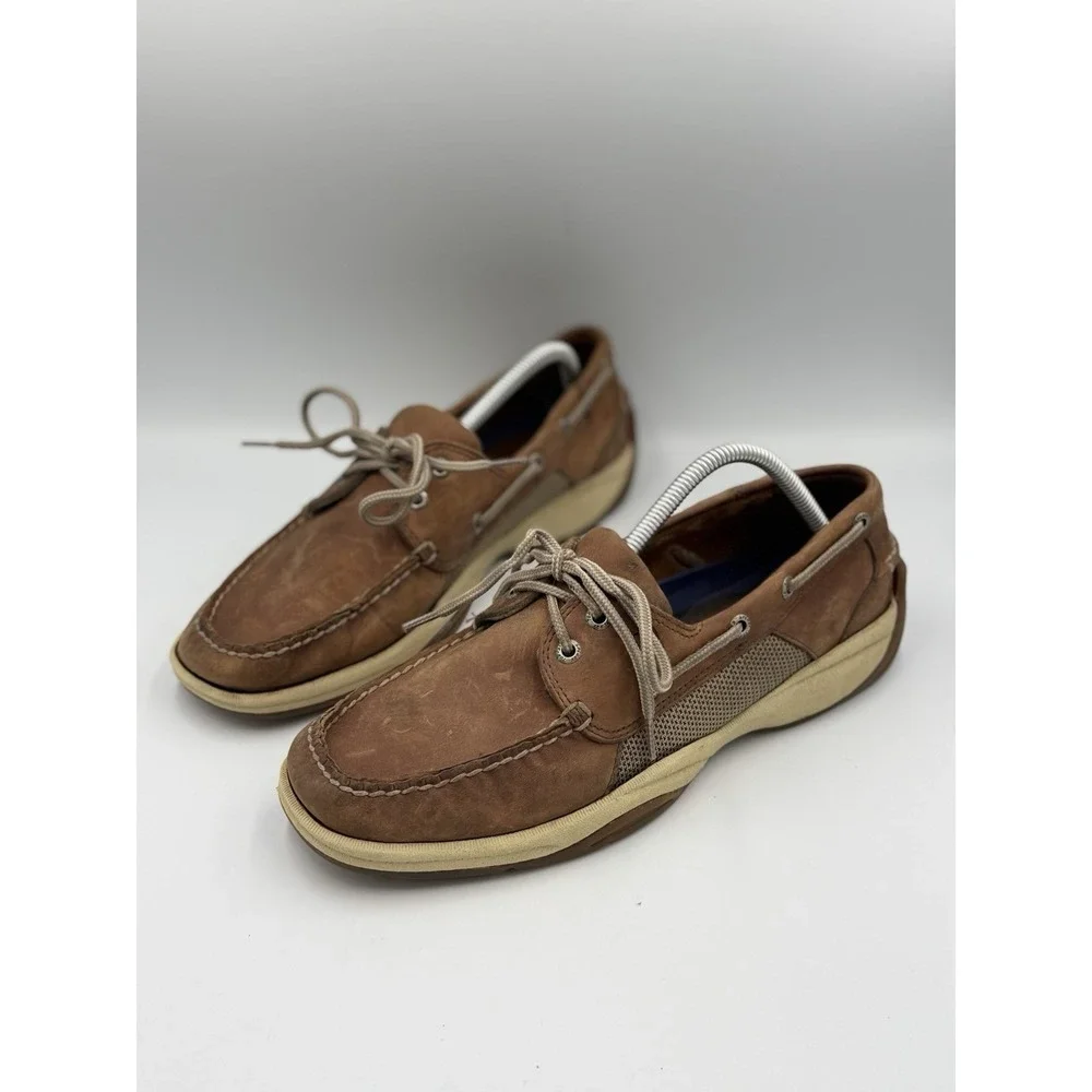 Sperry Top Sider 2-Eye Brown Leather Boat Shoes Men's Size 9.5 M Casual Comfort